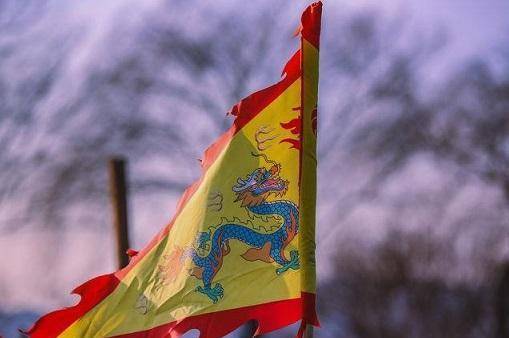 便开始着手设计清王朝的国旗,最初设计出的样式是三角形的黄龙旗