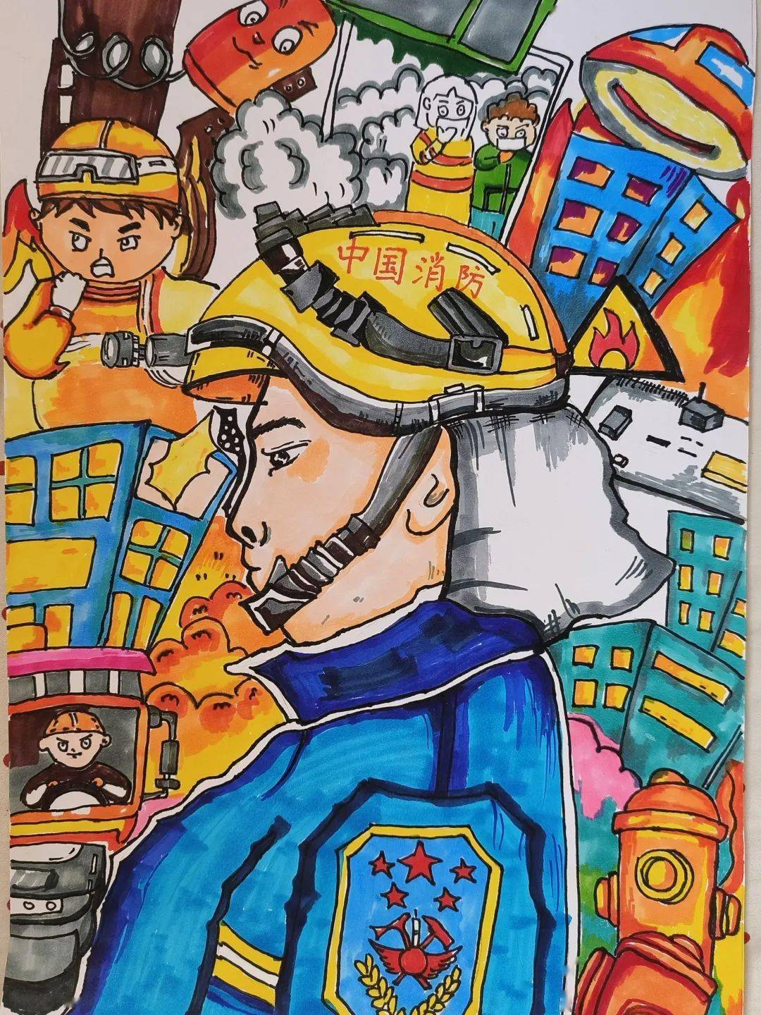 绘画作品展播⑧ | 快来看看孩子们眼中的消防是什么样的?