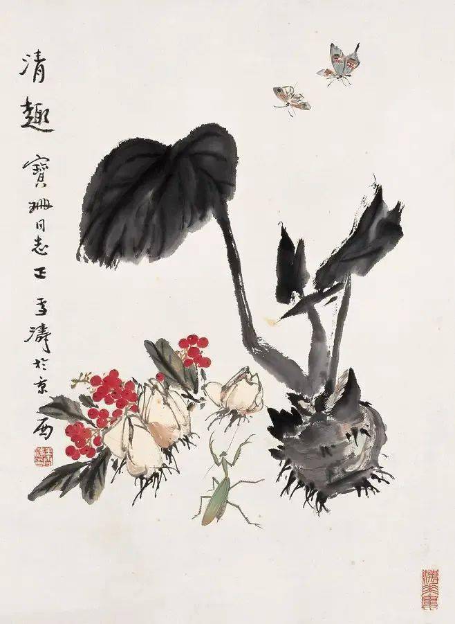 不愧是小写意大家,画个螳螂,也这么可爱_国画_笔下_王雪涛