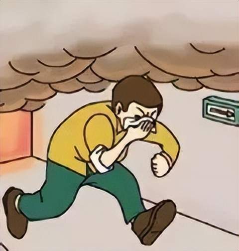 6,弯腰捂鼻别贪财,逃生时,用湿毛巾捂住口鼻,弯腰行走减少在烟雾中