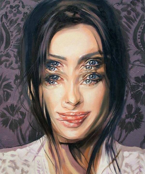 从他的这些美女人像作品中我们可以看出,他具有十分扎实的写实绘画