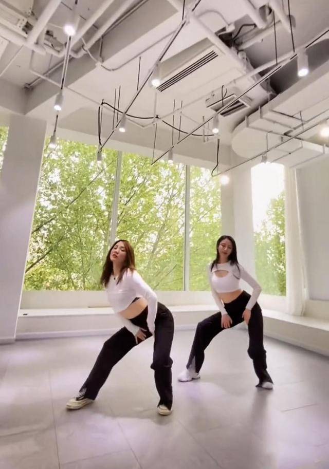36岁张俪罕见携闺蜜热舞,穿露脐装秀小蛮腰,闺蜜腰部赘肉好尴尬_健身