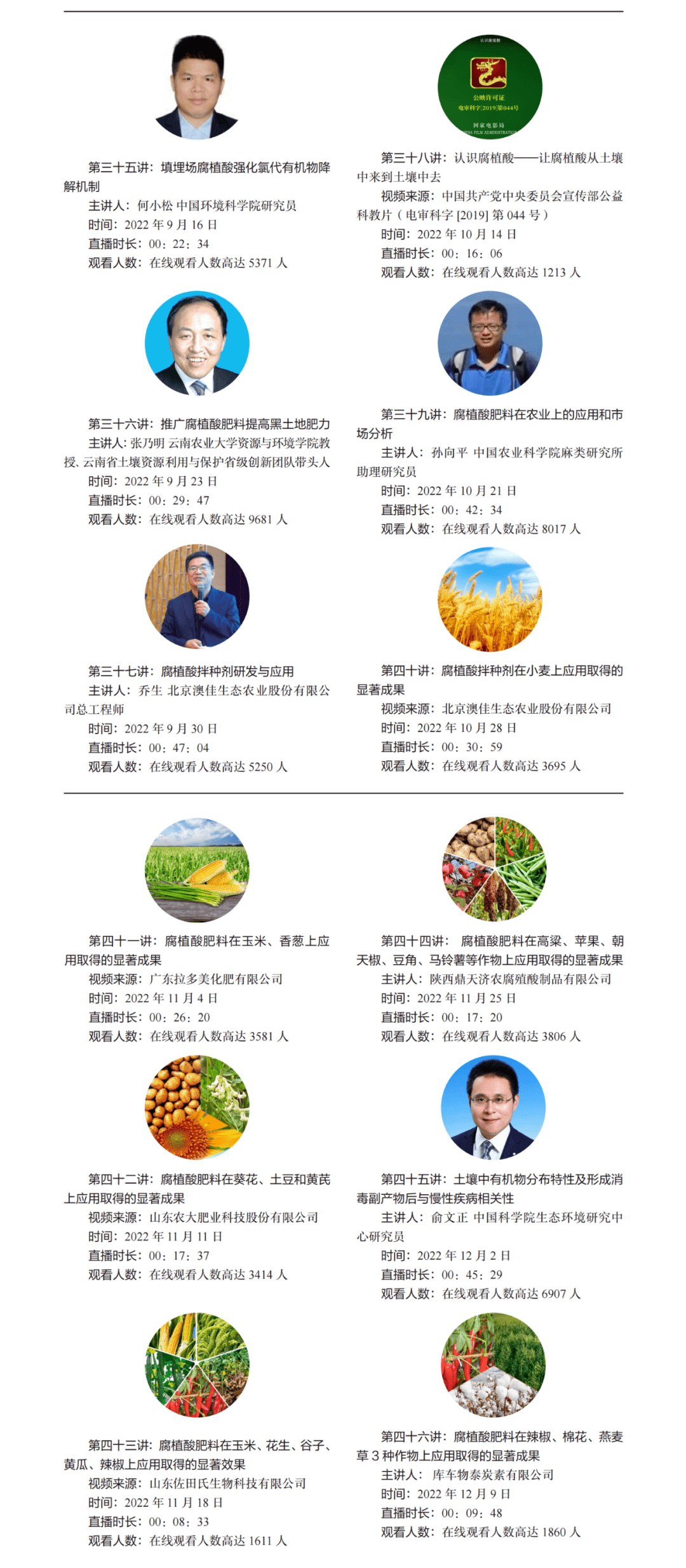 2022年“中国腐植酸第不断播间”曲播陈述集锦