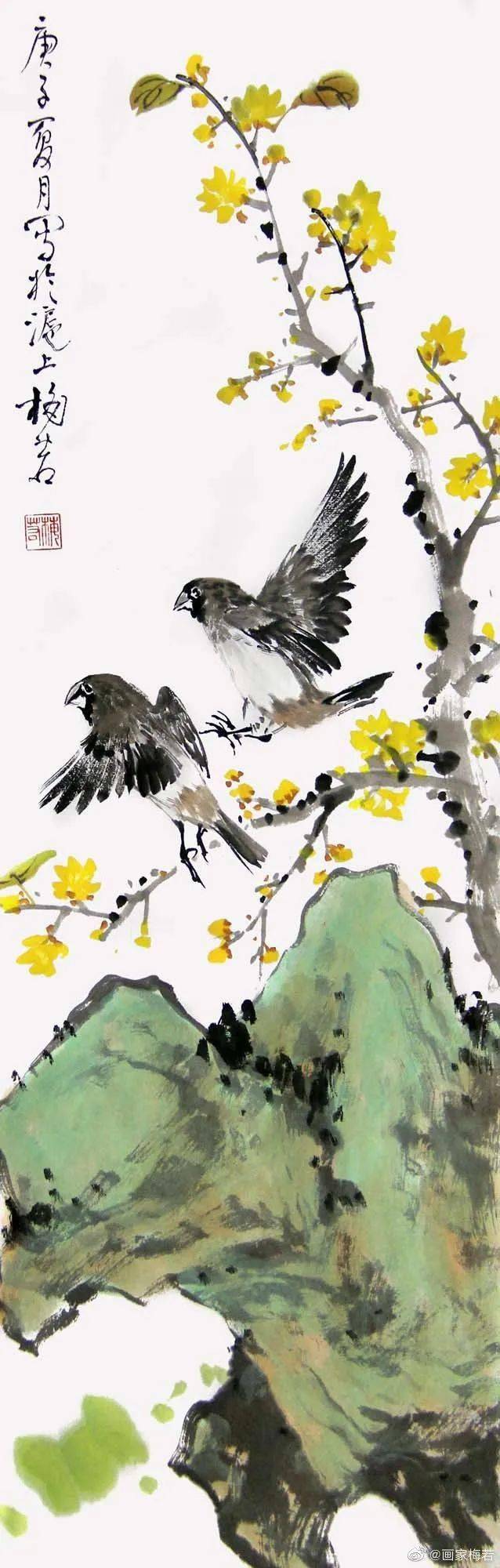 梅若老师画鸟,真灵动!_波罗蜜_般若_观自在