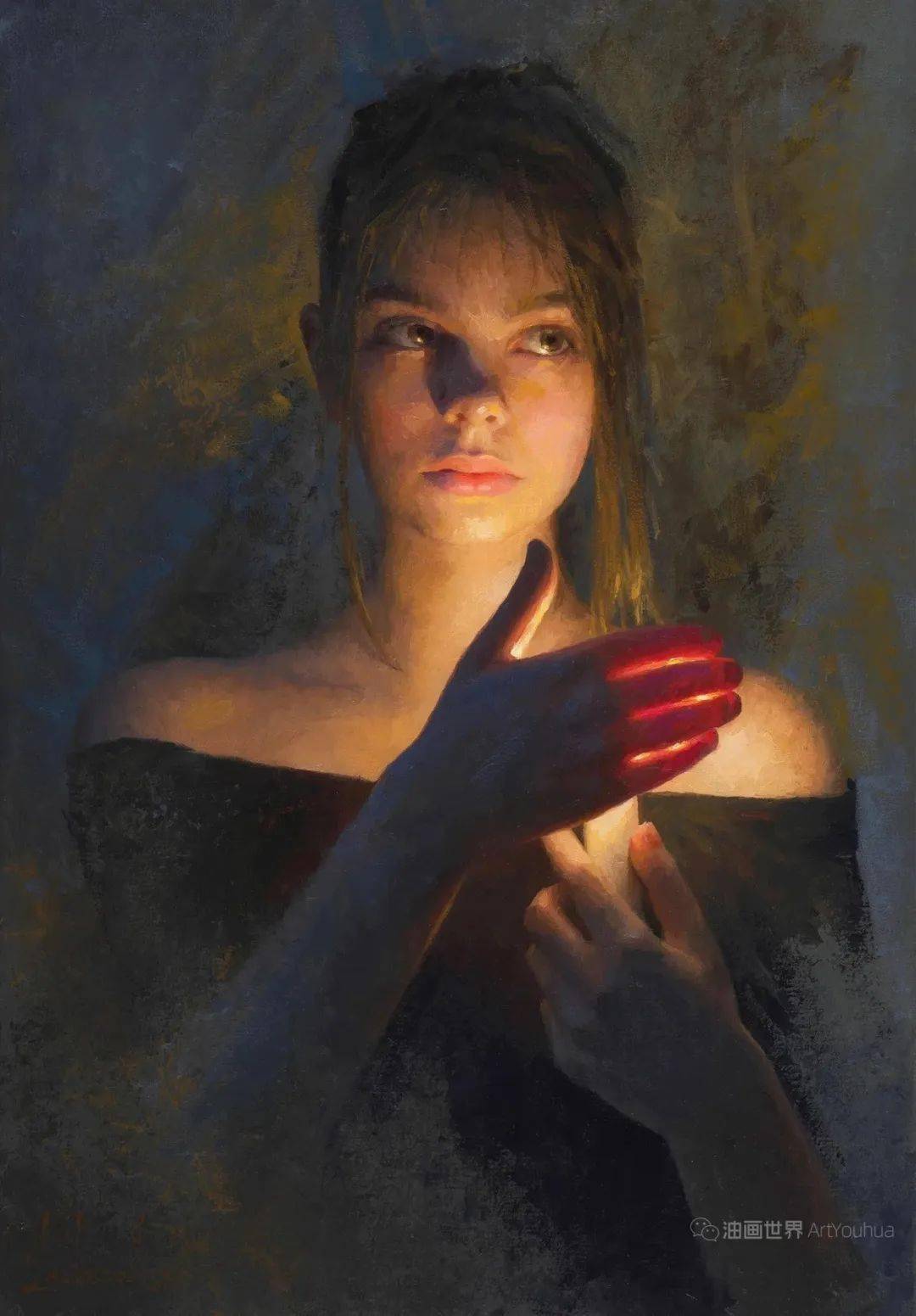 波兰画家达米安·莱科斯特肖像人物中的光油画作品欣赏_艺术_绘画