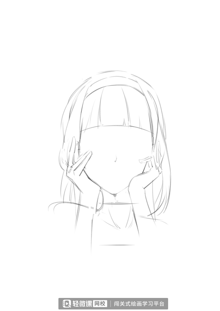 画出咧嘴笑的形状,再把牙齿交代出来,然后配上排线状的腮红一副爱到不