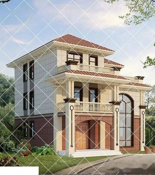 56款中国农村最受欢迎的三层自建别墅 -红色屋顶自建房_设计图_楼房