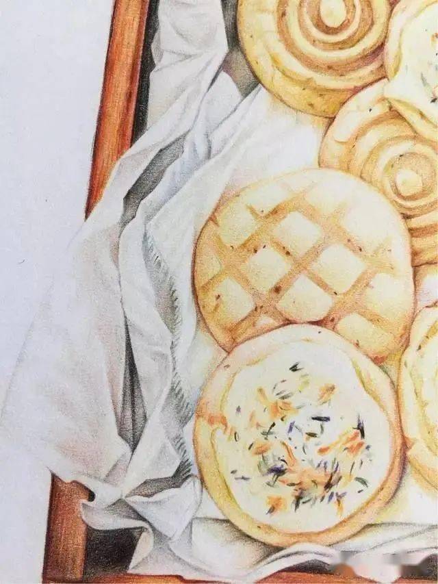 彩铅食物教程 | 彩铅写实食物,画一盒写实饼干
