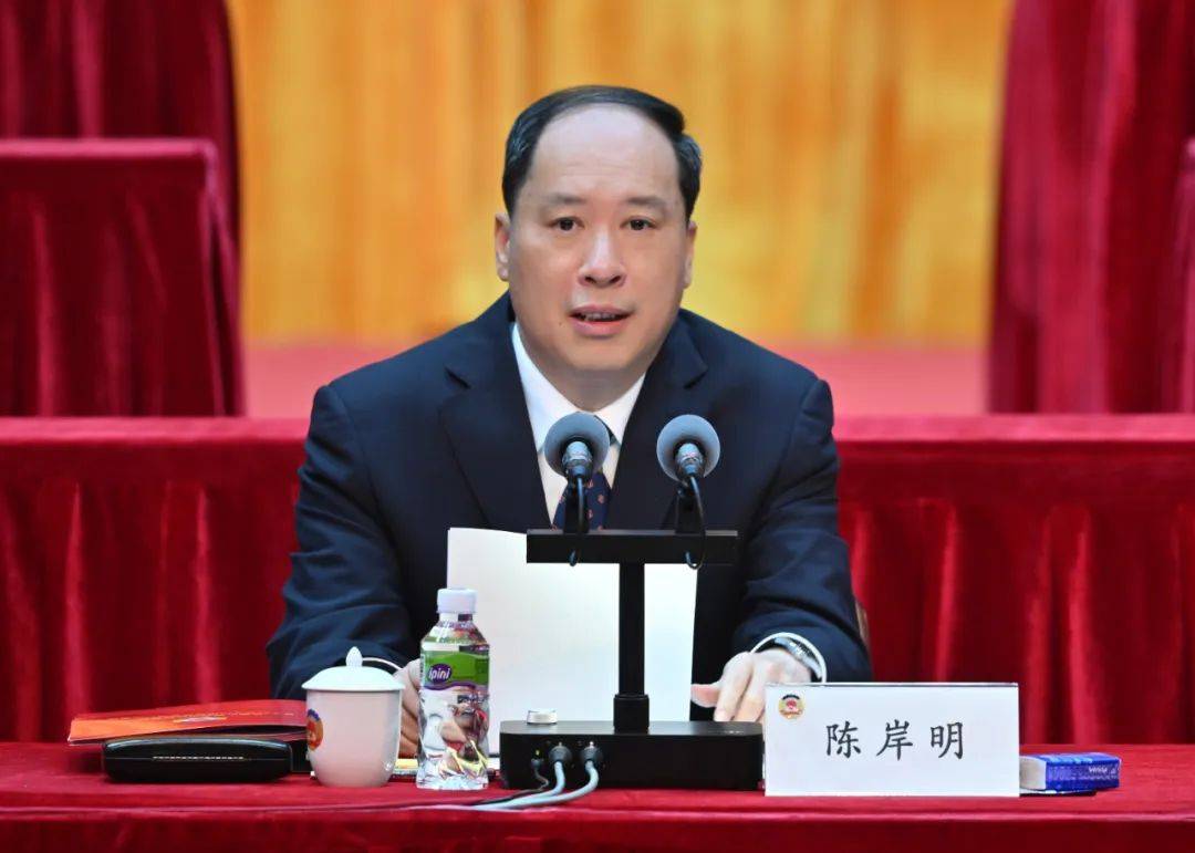 陈岸明代表中共江门市委,向大会圆满成功召开表示热烈祝贺.