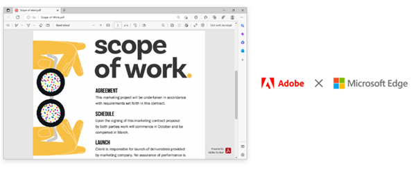 基本功能依然免费 微软Edge 111稳定版已原生支持Adobe Acrobat PDF阅读器  