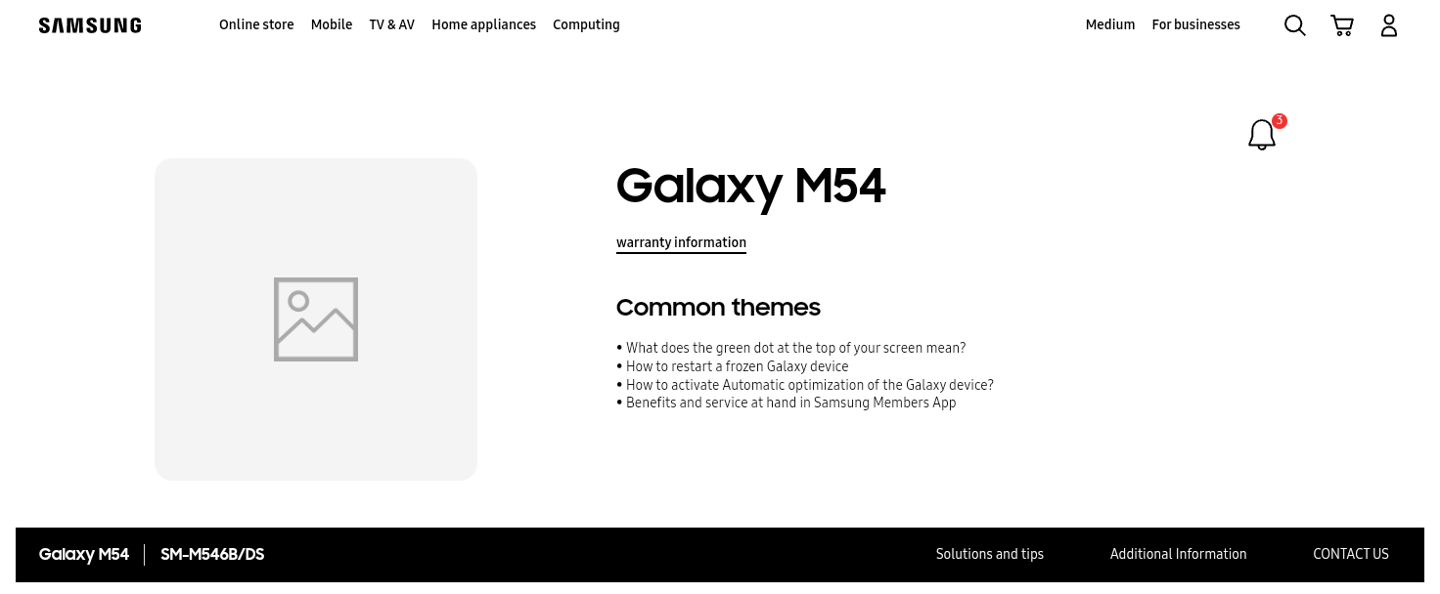 星哥倫比亞官網上線Galaxy M54 的支持頁面     支持 5G 網絡和雙卡雙待