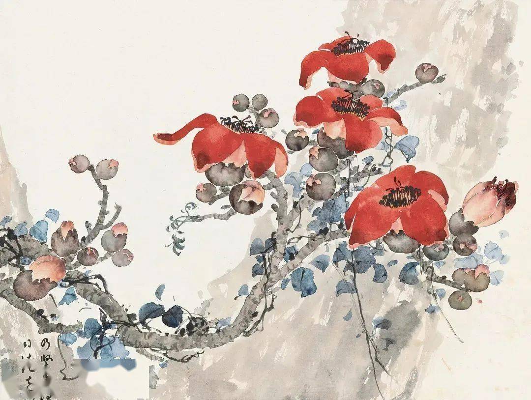 岭南春色 | 国画名家笔下的木棉花_陈树人_红棉_作品