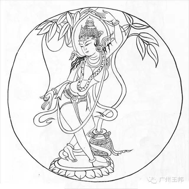 敦煌莫高窟飞天白描人物稿_艺术_作品_玉友