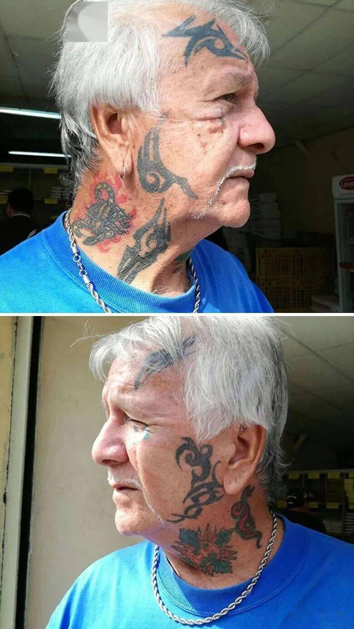 老年人纹身变丑的图片图片