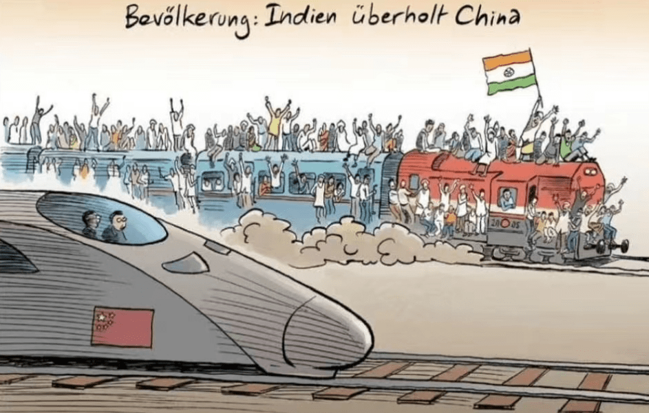 笑不活了，印度庆祝人口实力超越中国，却被德国一张漫画整破防