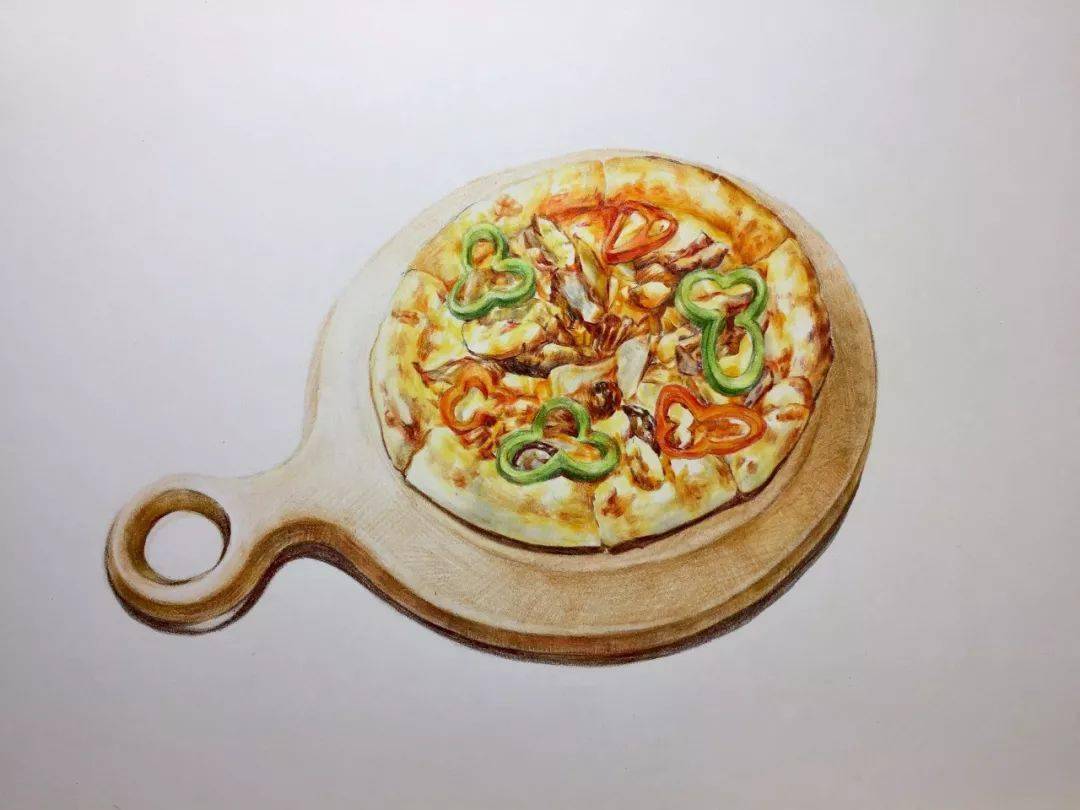 披萨怎么画彩铅图片