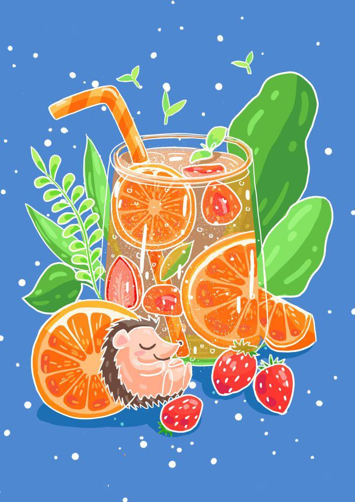 夏日炎炎,欣赏一组清凉解暑的饮料插画吧!
