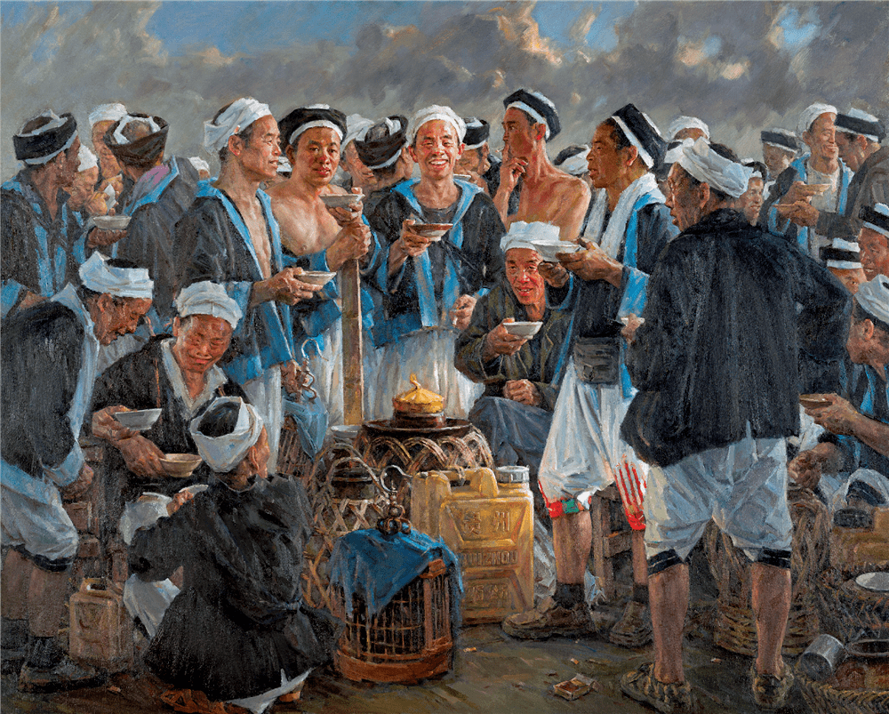 曹本健 酒市 油画 152cm×190cm 贵州符艺 金色港湾 油画 100cm×120