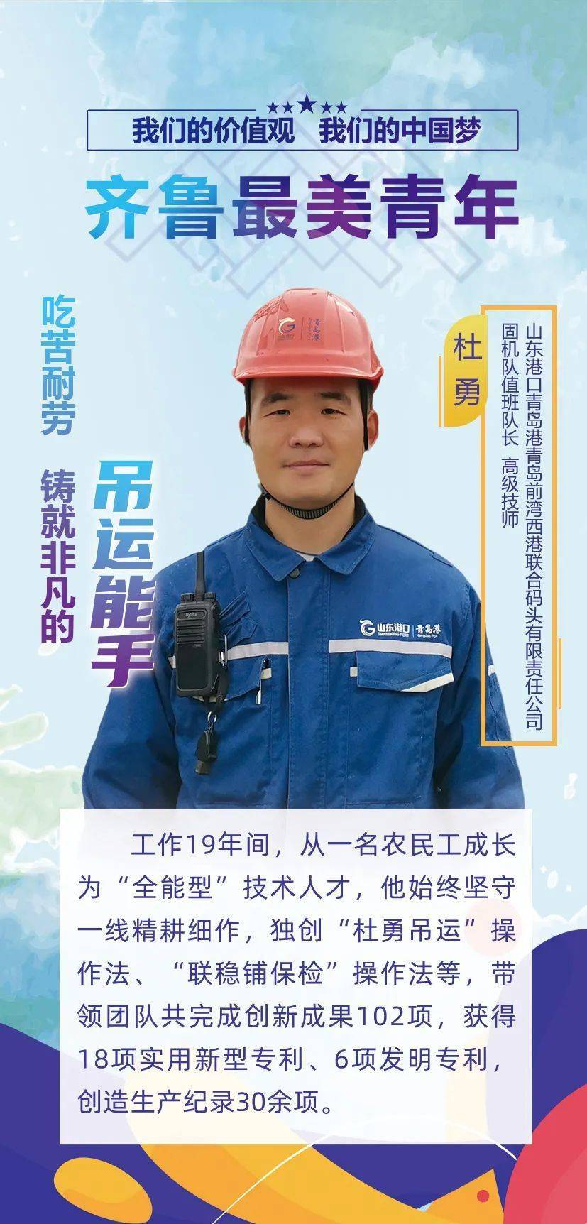 新区三位青年获评2023年"齐鲁最美青年"_杜勇_青春_山东