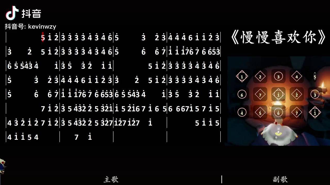 《慢慢喜欢你》1指数字简谱 光遇 光遇琴谱 慢慢喜欢你
