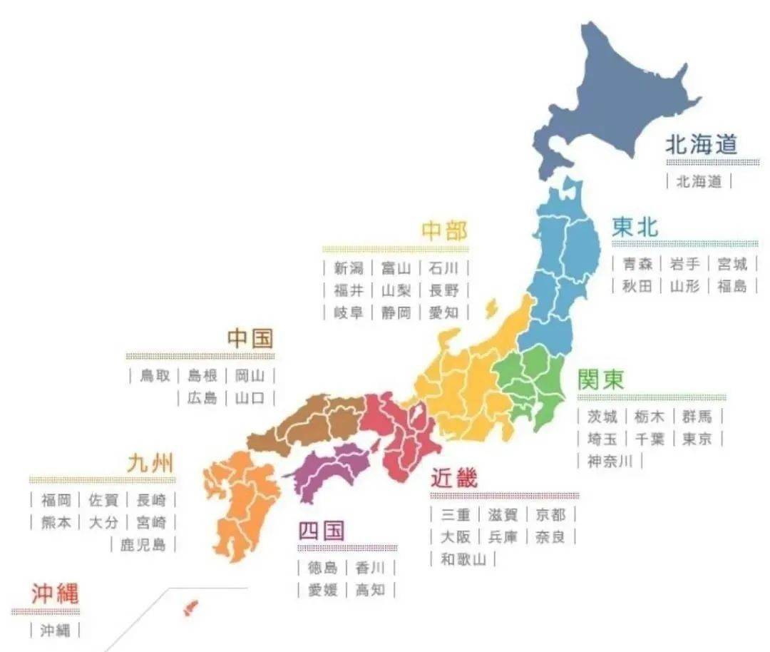 日本地理分区图片