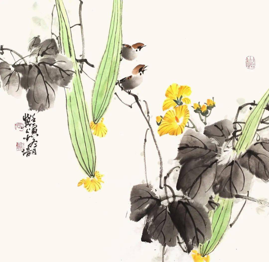 【艺术世界】张少培国画作品欣赏_东江_秋风_紫藤