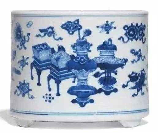 清康熙五彩博古纹盘 故宫博物院藏清康熙 青花开光花鸟博古图罐清乾隆