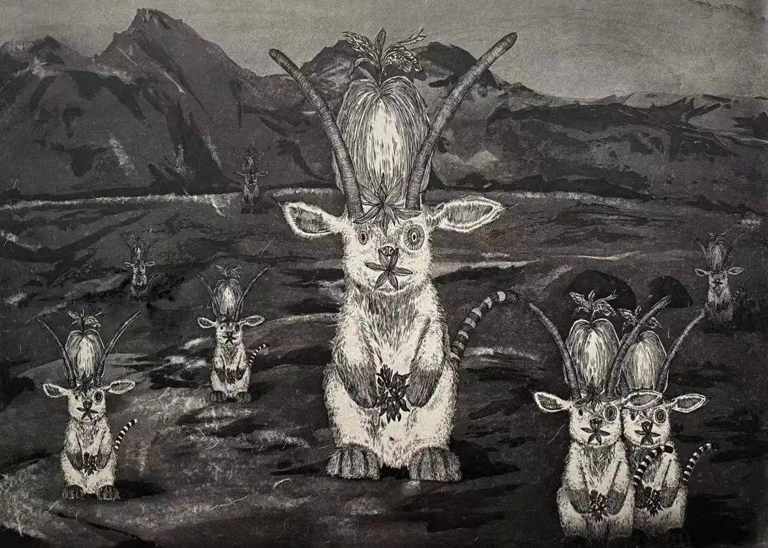 指导老师:武将,康剑飞,谭坦《猫头鹰王国i系列插画》 纸本绘画 20x22