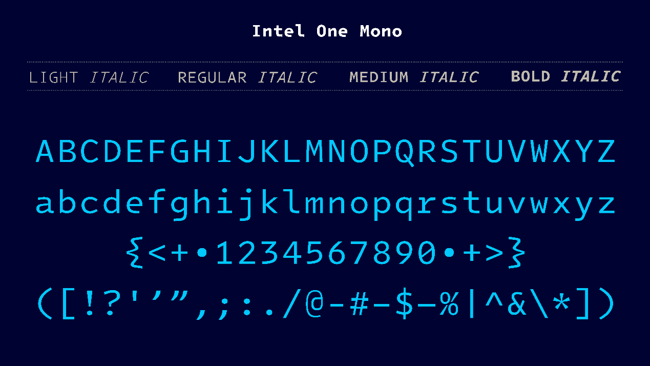英特尔发布开源等宽字体Intel One Mono 涵盖200多种使用拉丁文字的语言