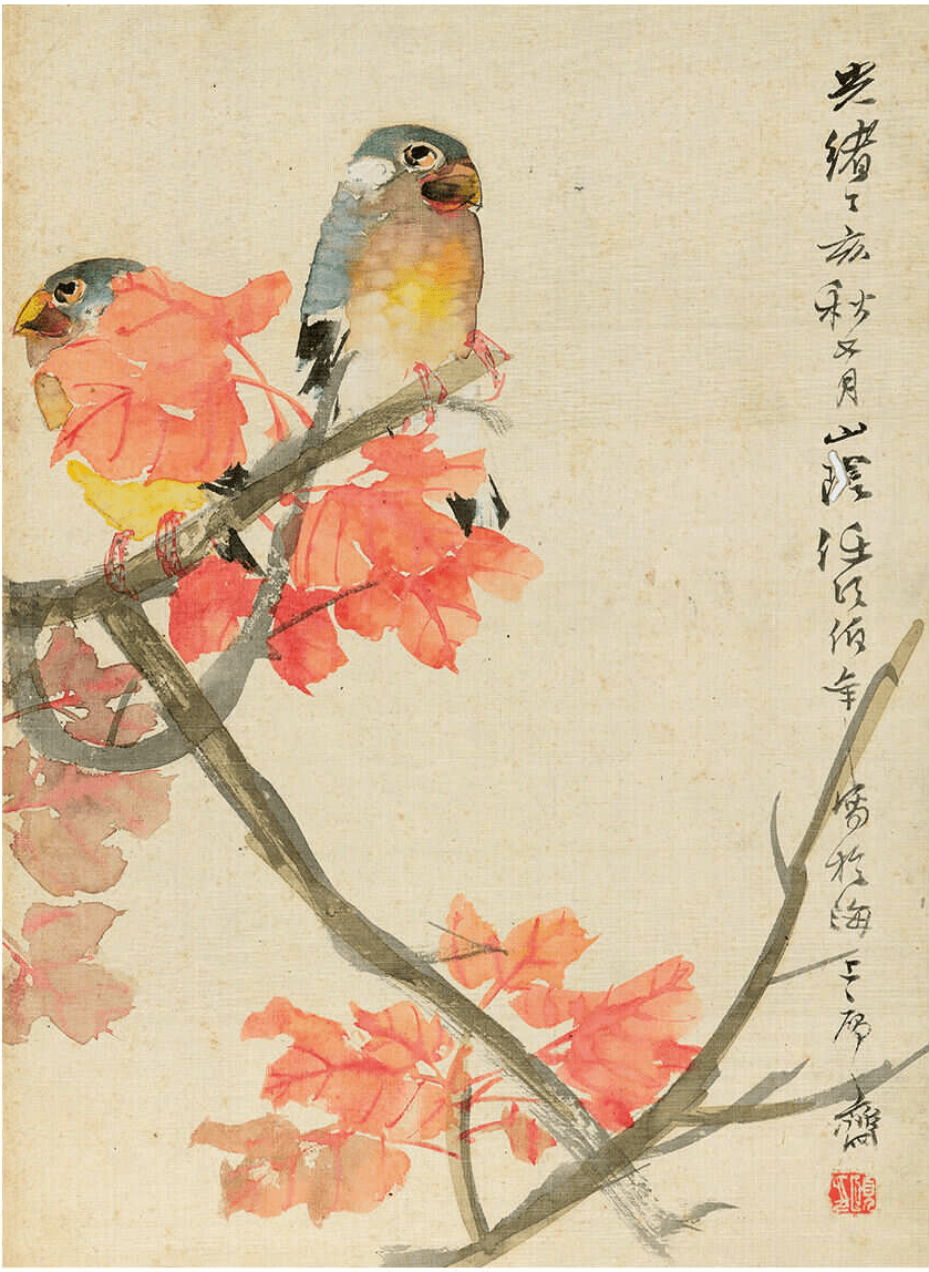 任伯年  花卉 任伯年花​鸟画牡丹作品欣赏