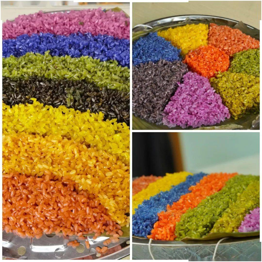 五彩糯米饭植物的根,茎,叶,花,果,饱含着不同颜色的色素,大自然的调色