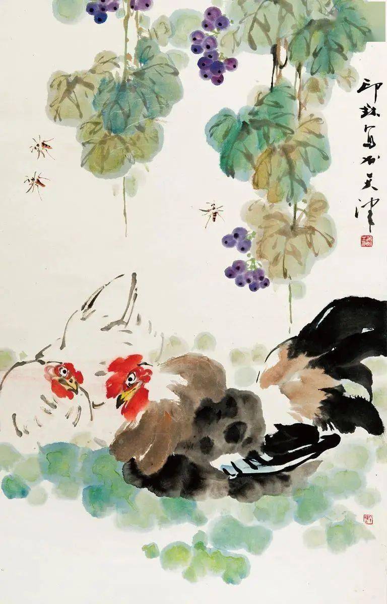 萧朗笔下的那些没骨鸡,好可爱_系列_母鸡_中国