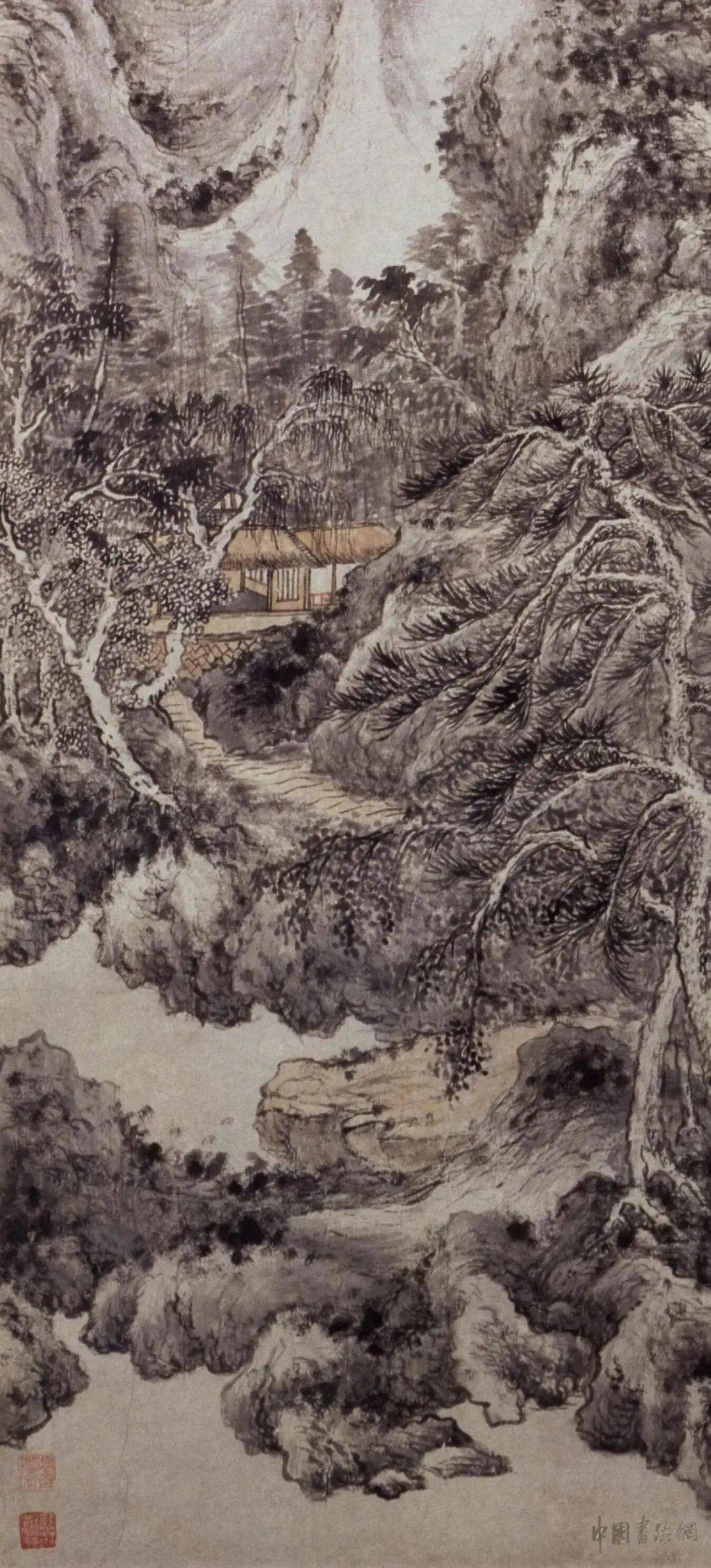 王鉴《仿叔明长松仙馆图》