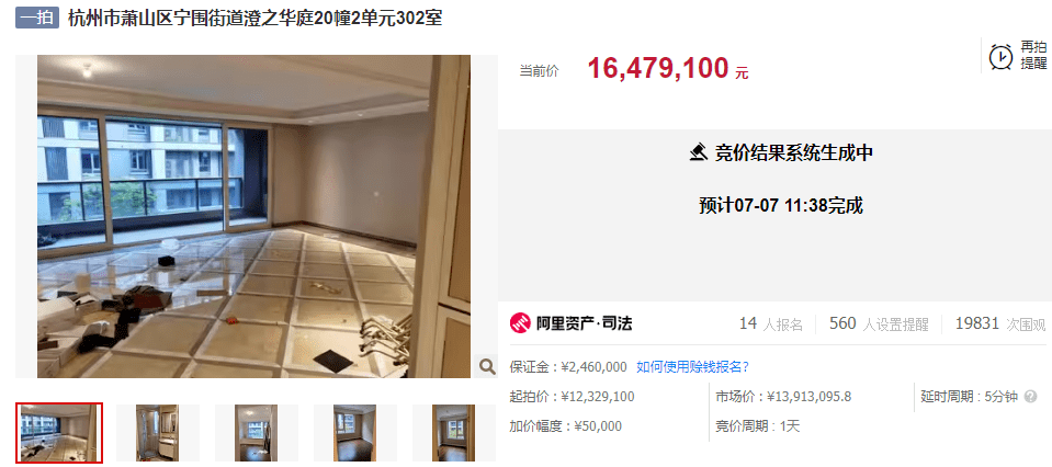 【今日杭州】澄品断贷拍卖,成交总价1648万元,房东赚了389万元?_还款_银行_剩余
