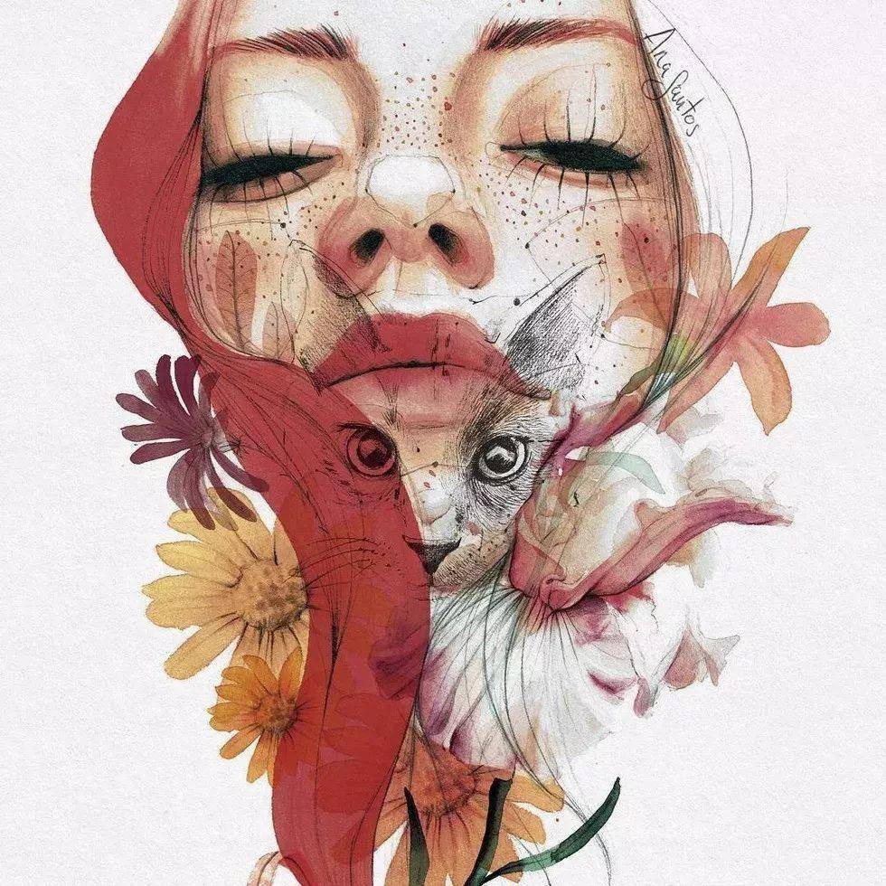 西班牙85后插画家ana santo,细腻水彩笔触记录自然的仙气少女!
