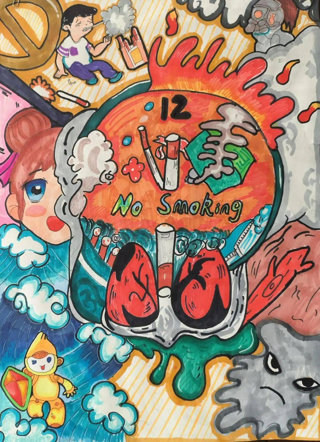 【健康金昌】绘少年力量,画无烟未来青少年控烟绘画大赛中学组作品