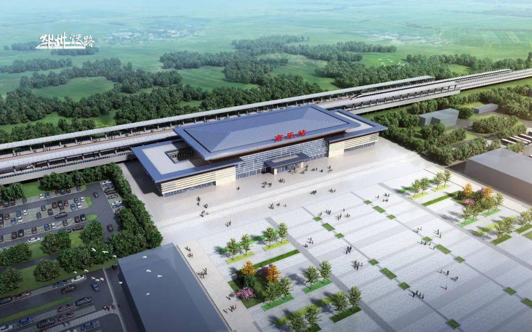 南乐站位于河南省濮阳市南乐县千口镇樊村附近,为线侧下式站房.