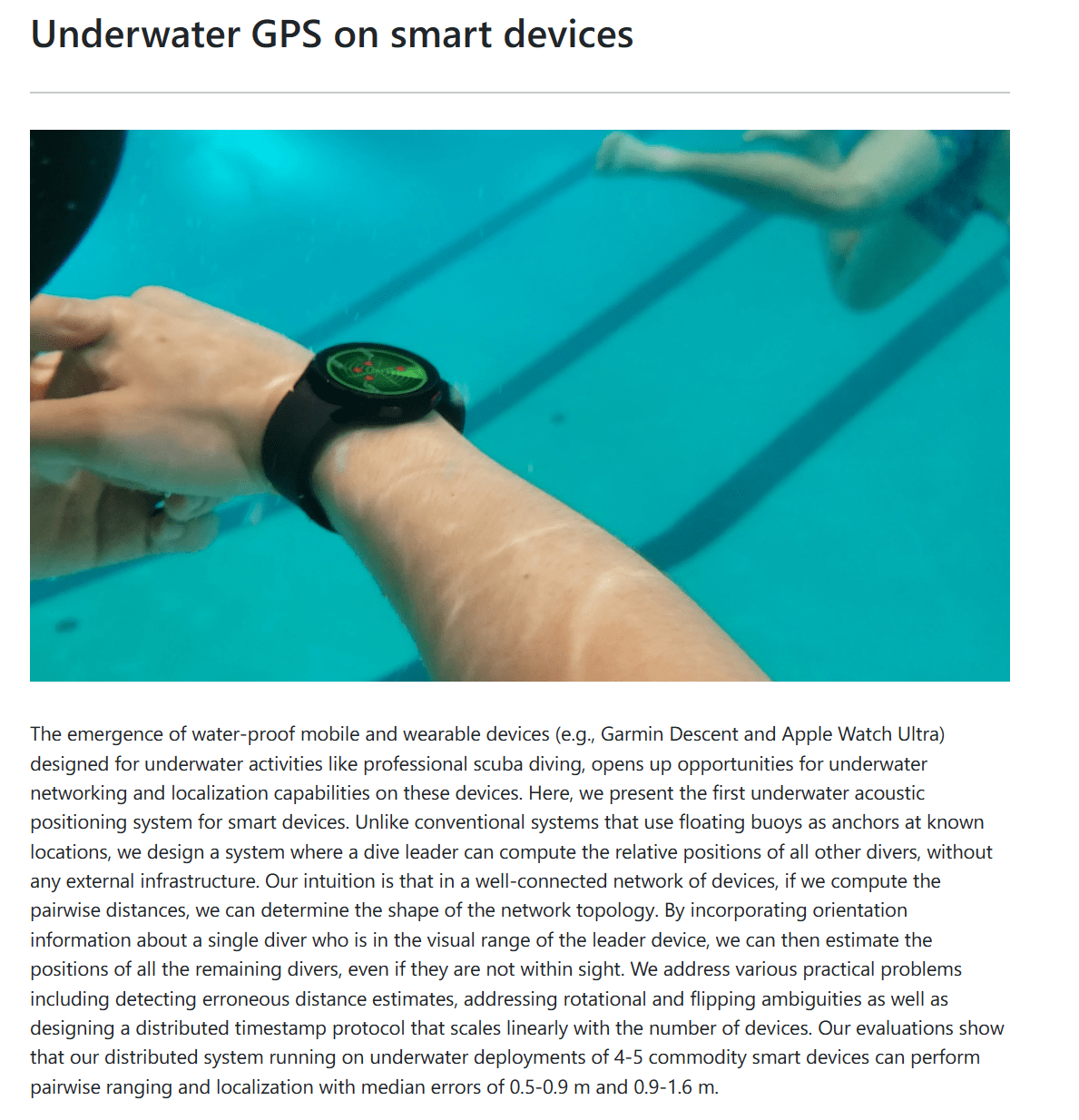 华盛顿大学研发潜水表用App：目前只作为测试用途 并未在应用市场上架