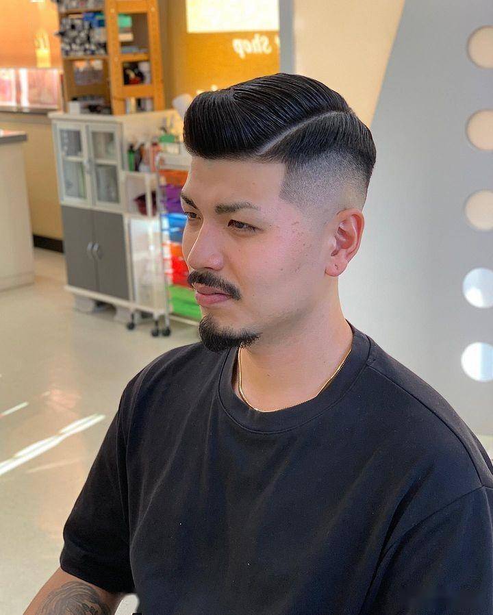八分油头是一款经典而又时髦的男性发型,它通过左右两侧相对分割头发