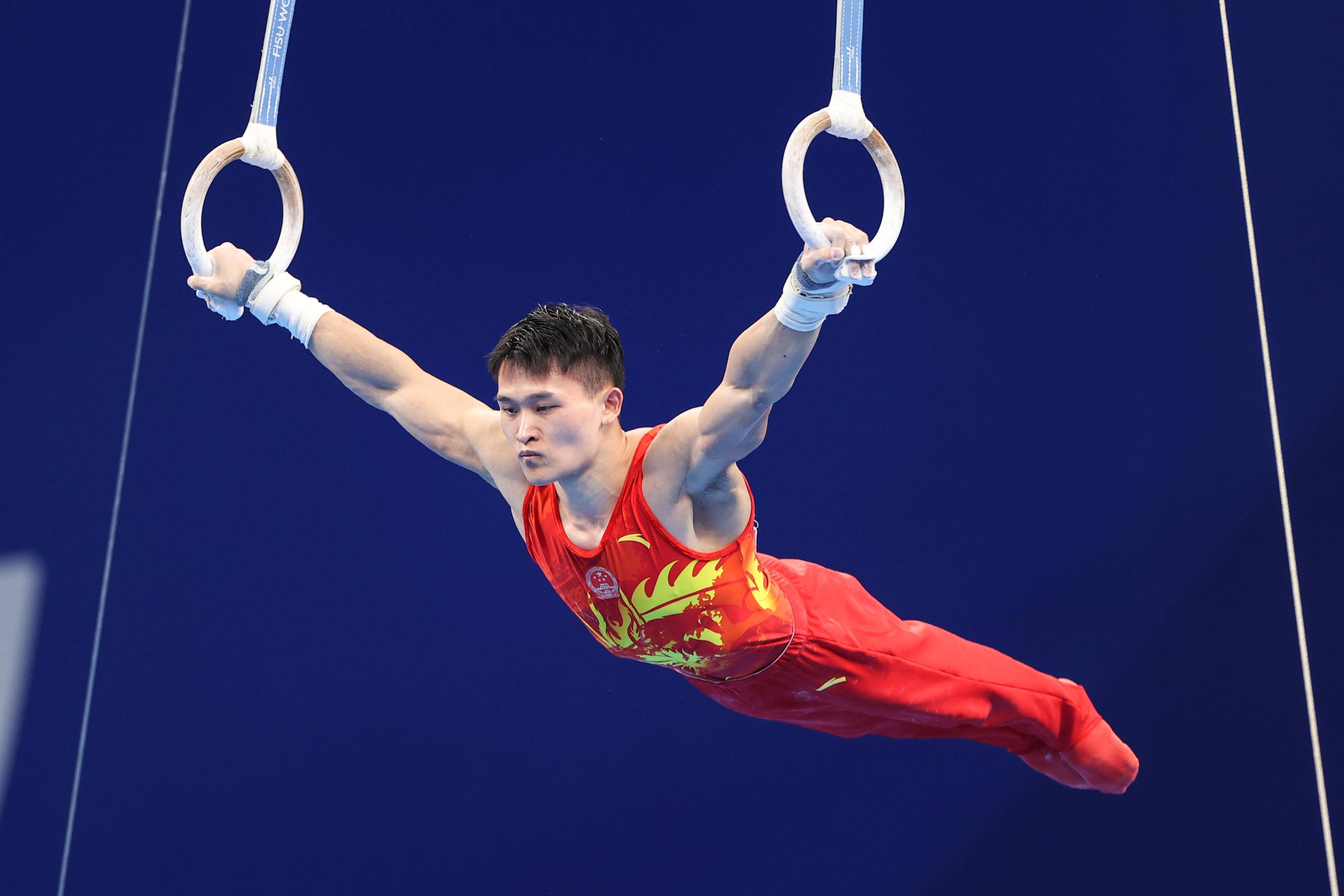 (成都大运会)体操——男子吊环:兰星宇夺冠_比赛_张丽芸_新华社