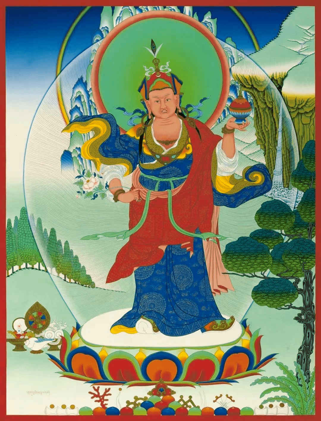 今日立秋,莲师13种金法遣除魔障和痛苦_右手_于莲花_嘎巴拉