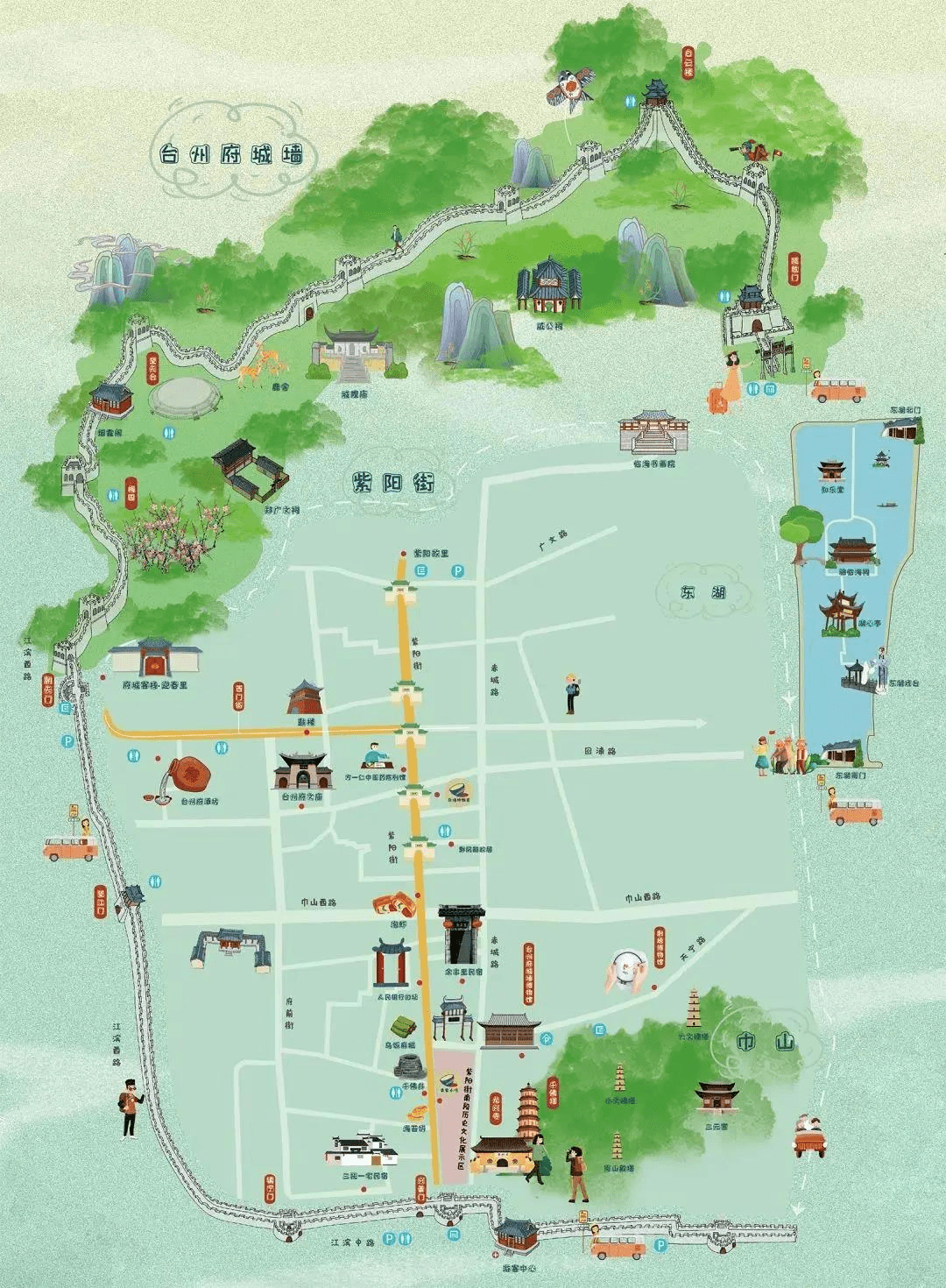 临海东湖游览路线图图片
