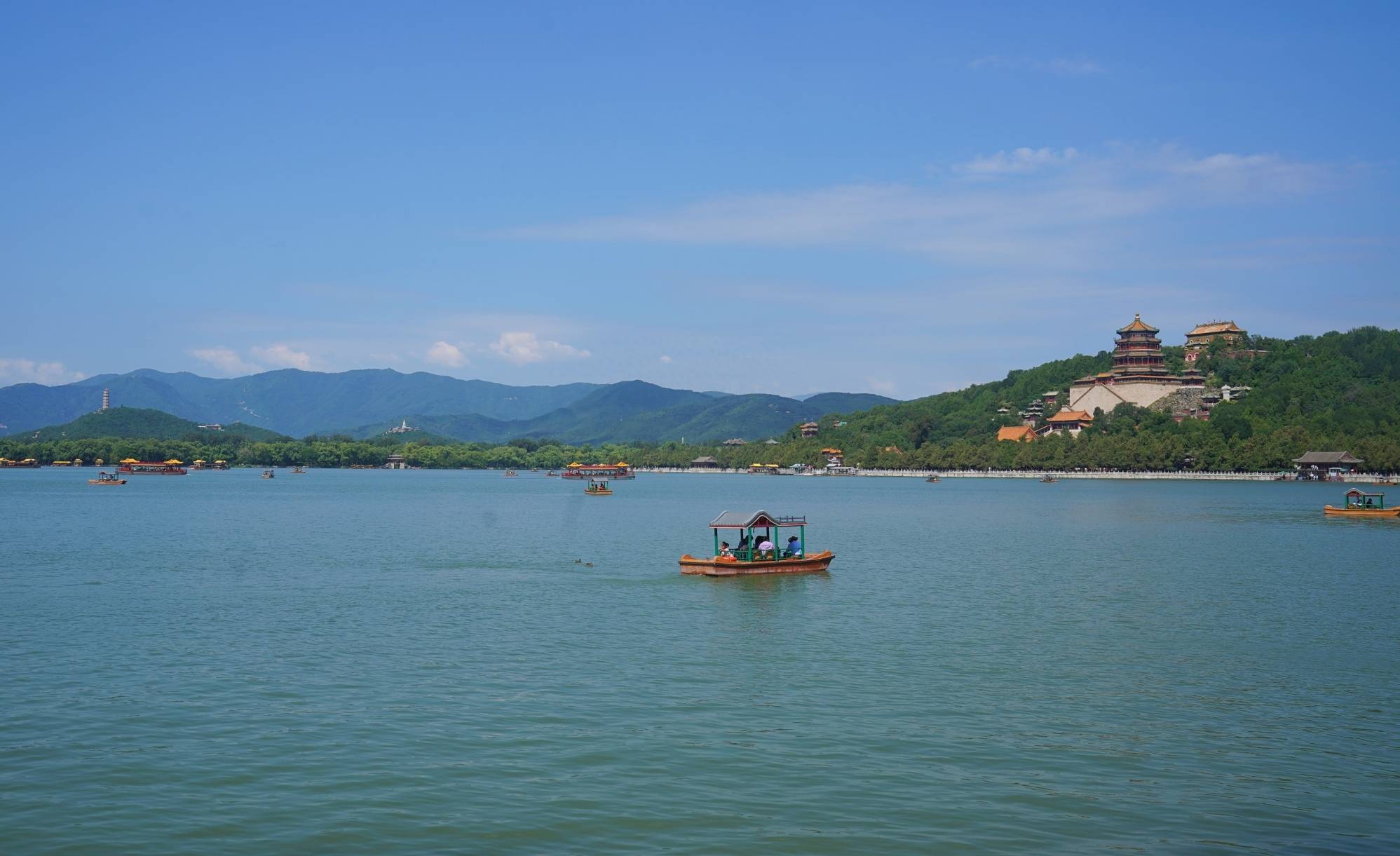 天朗气清,颐和园景色宜人_王海欣_昆明湖_野鸭