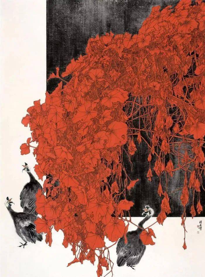 【艺术世界】觅得野趣——胡秋声的主题花鸟画_作品_画面_创作