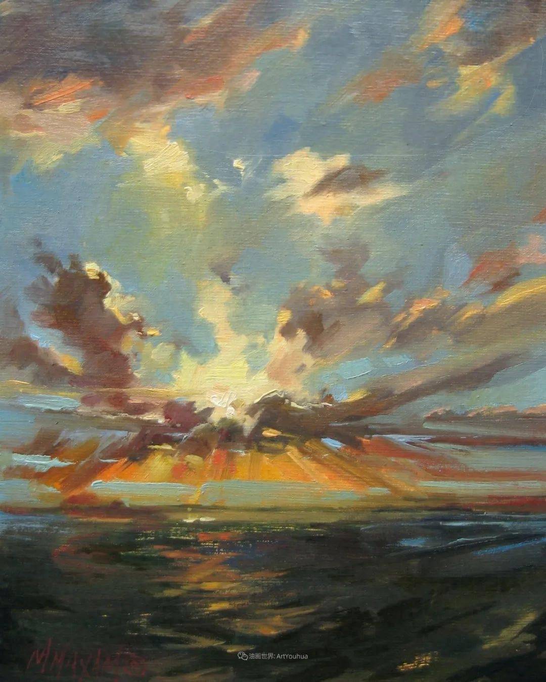 简约多彩的天空,玛丽·麦克萨姆风景画选_西北_美国_水彩画