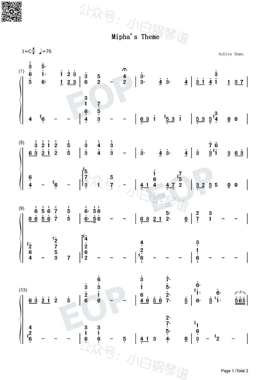 「琴谱︱miphas theme」-米法主题曲-塞尔达传说旷野之息 - makir(含