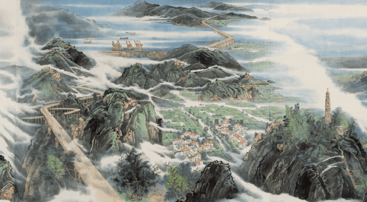"画"说特展⑨|茹峰画中的"绿水青山"_浙江_画面_余村