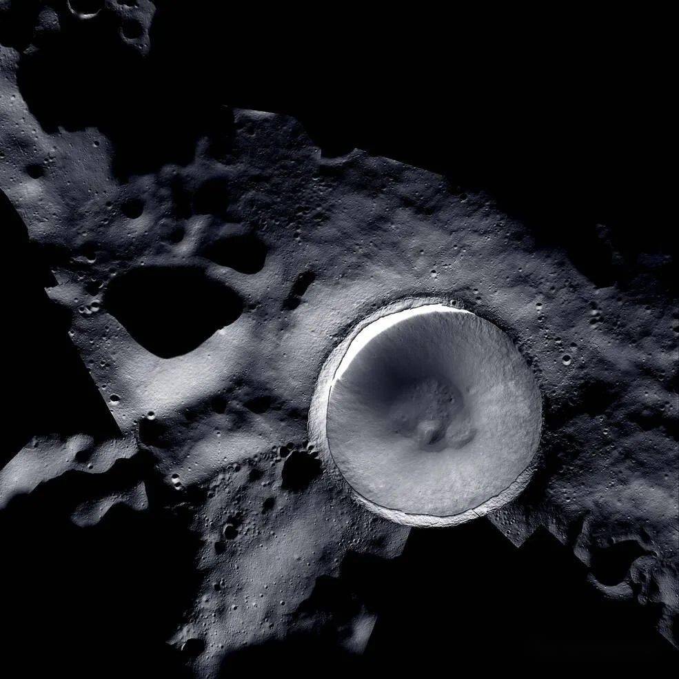 nasa月球相机马赛克图像使月球南极清晰起来_阴影_区域_陨石坑