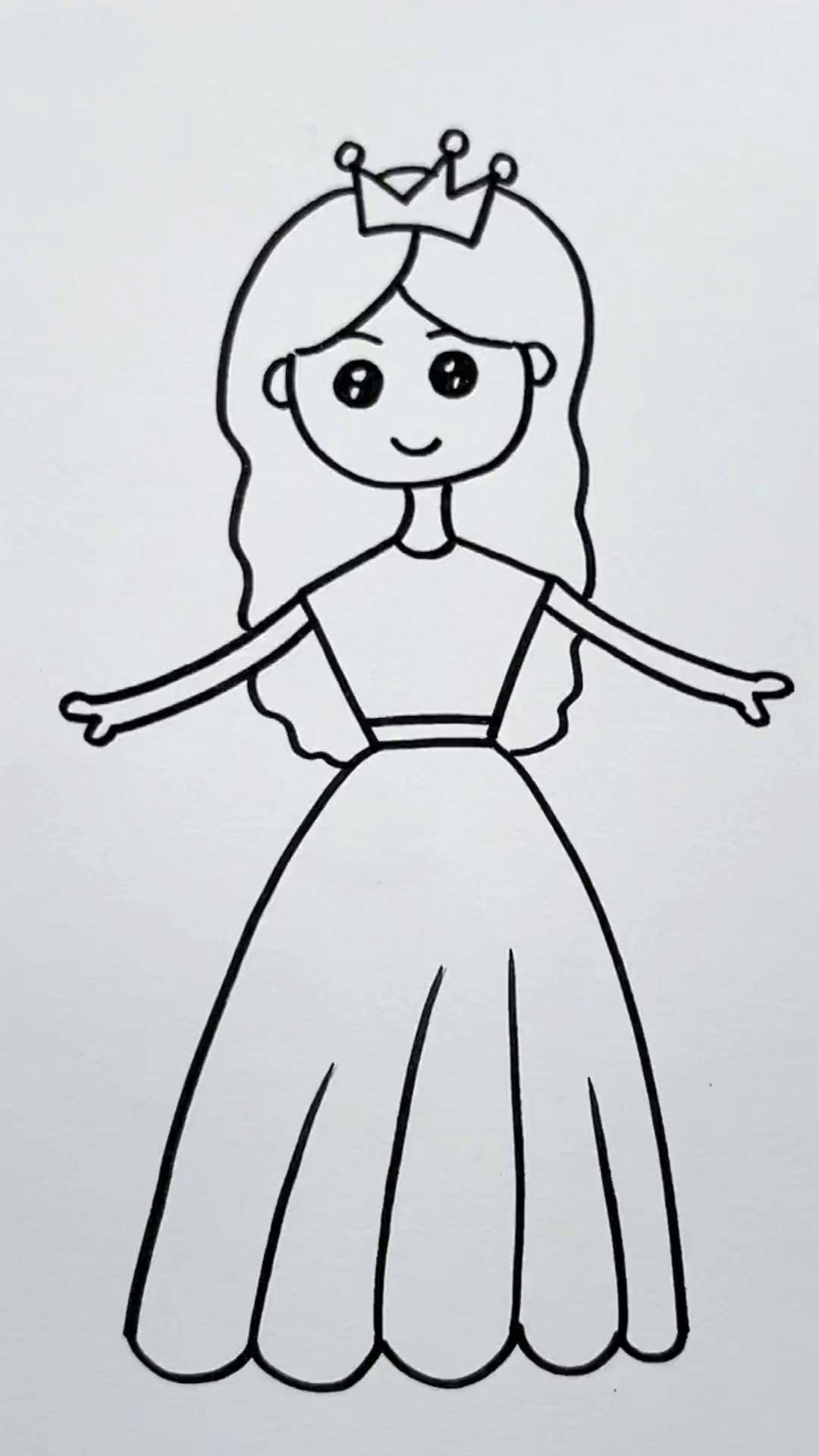 人字和字母u画公主简笔画 零基础学画画 育儿简笔画 一起学画画