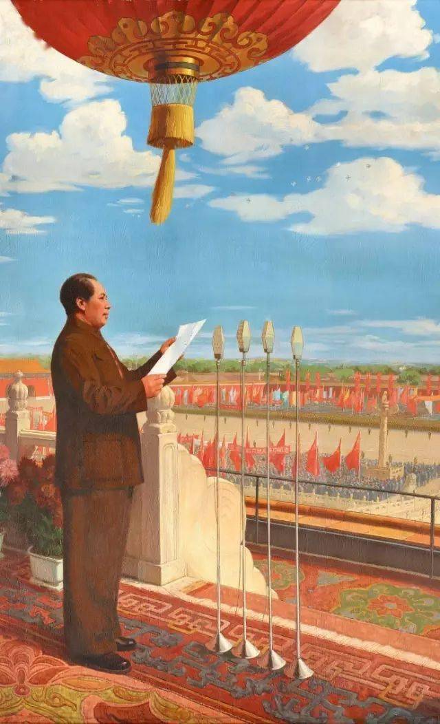 是由中国画家董希文于1953年完成的《开国大典》,它描绘了1949年10月1